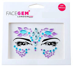 FACEGEM LONDON self-adhesive jewels closeup shows quick, mess-free party styling