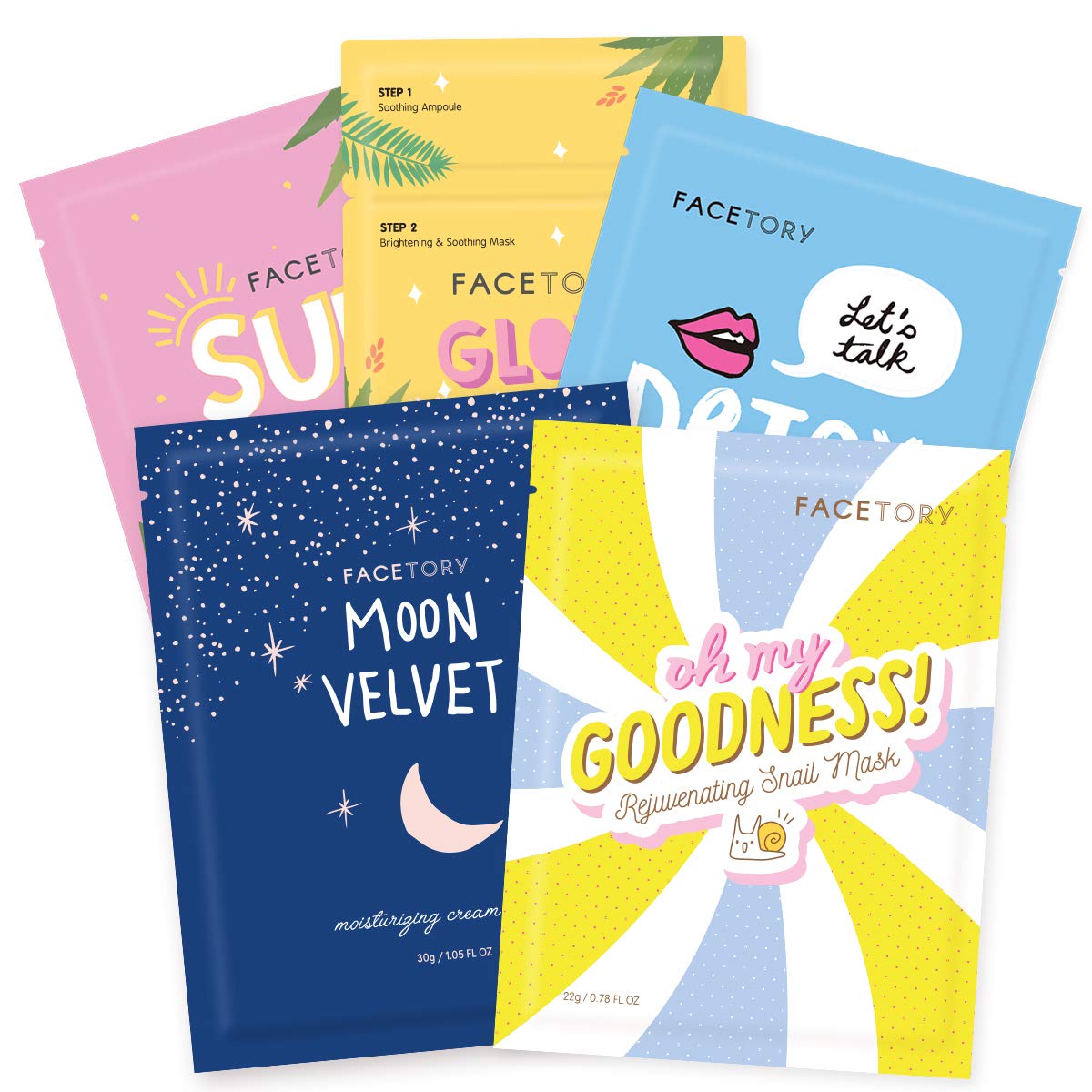 FACETORY Classic 5 Collection box packaging highlights premium sheet masks for versatile skincare.