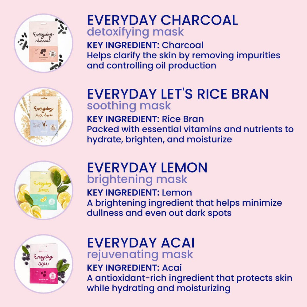 FACETORY Everyday 8 Collection masks ready for soothing hydration