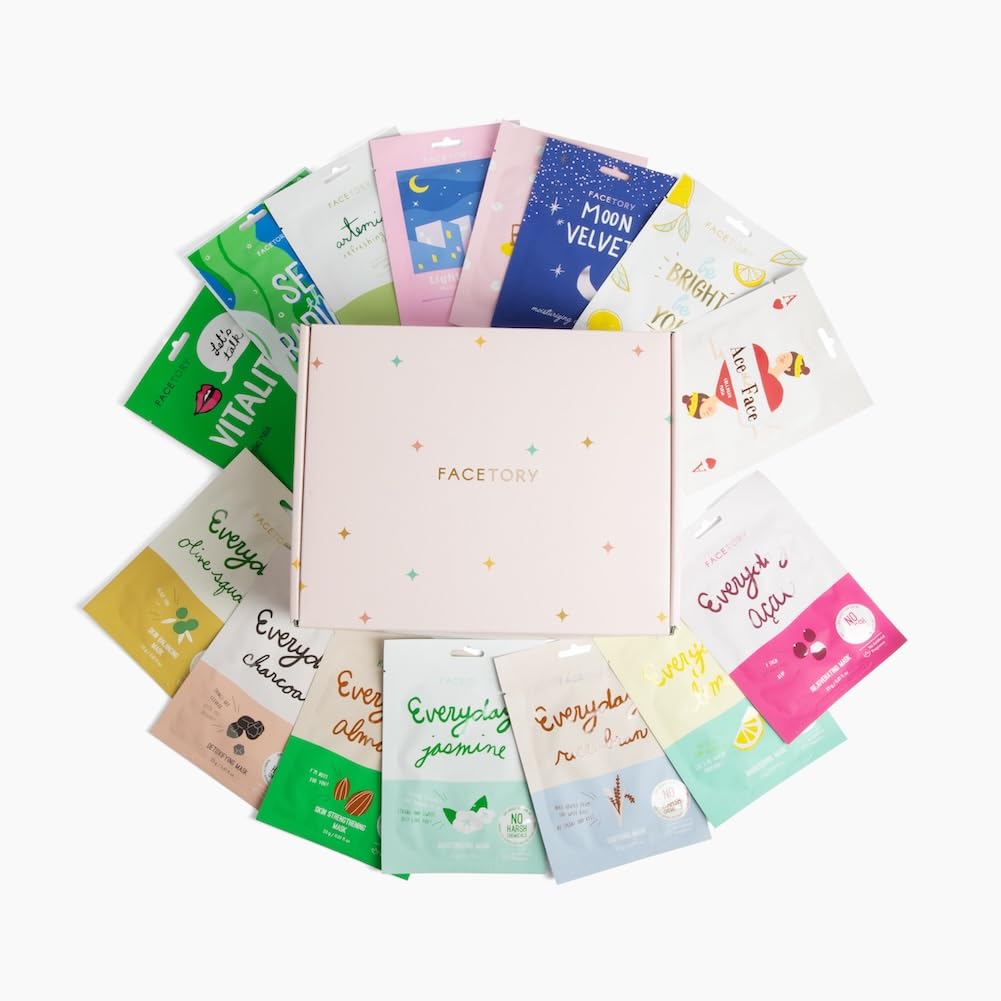 FACETORY K-Beauty Sheet Mask Gift Box showcases a deluxe set for glowing, hydrated skin.