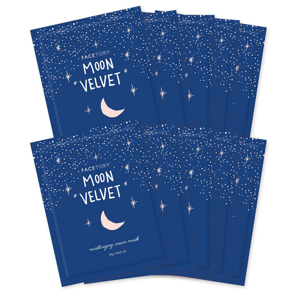 FACETORY Moon Velvet sheet mask close-up with milky hydration.