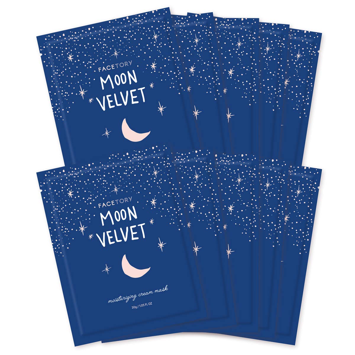 FACETORY Moon Velvet sheet mask close-up with milky hydration.