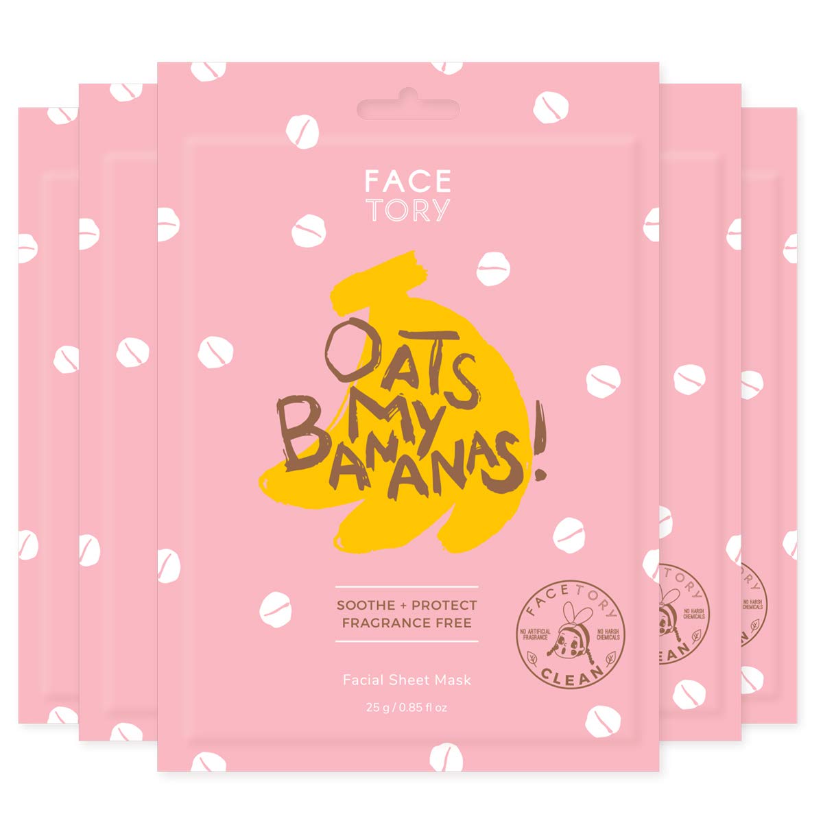 FACETORY Oats My Bananas calming sheet mask pack; hydration boost