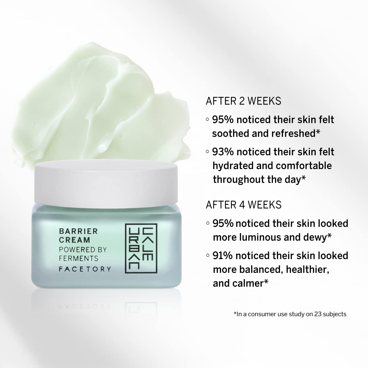 FACETORY Urban Calm Barrier Cream application demonstrates a lightweight glide for day or night use.