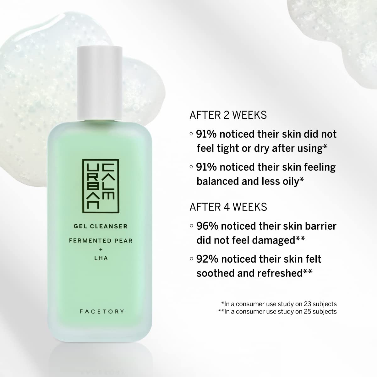 FACETORY Urban Calm foam texture transitioning to foam during cleanse.
