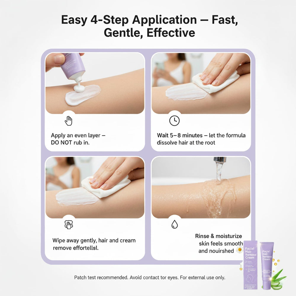 Facial Hair Removal Cream pump bottle for easy daily use.