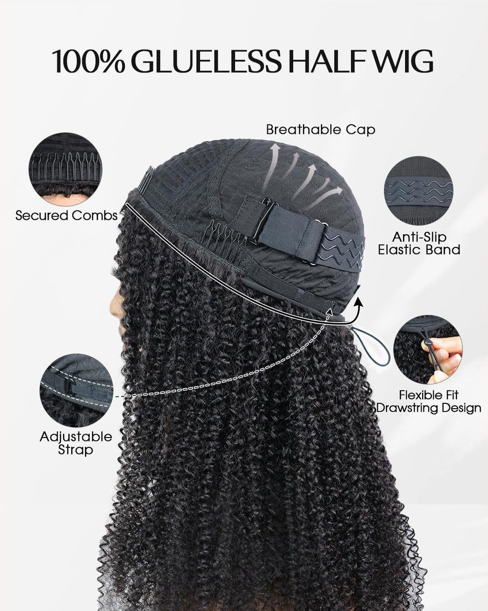 FACMOOD 100% Brazilian virgin kinky curly hair for fullness