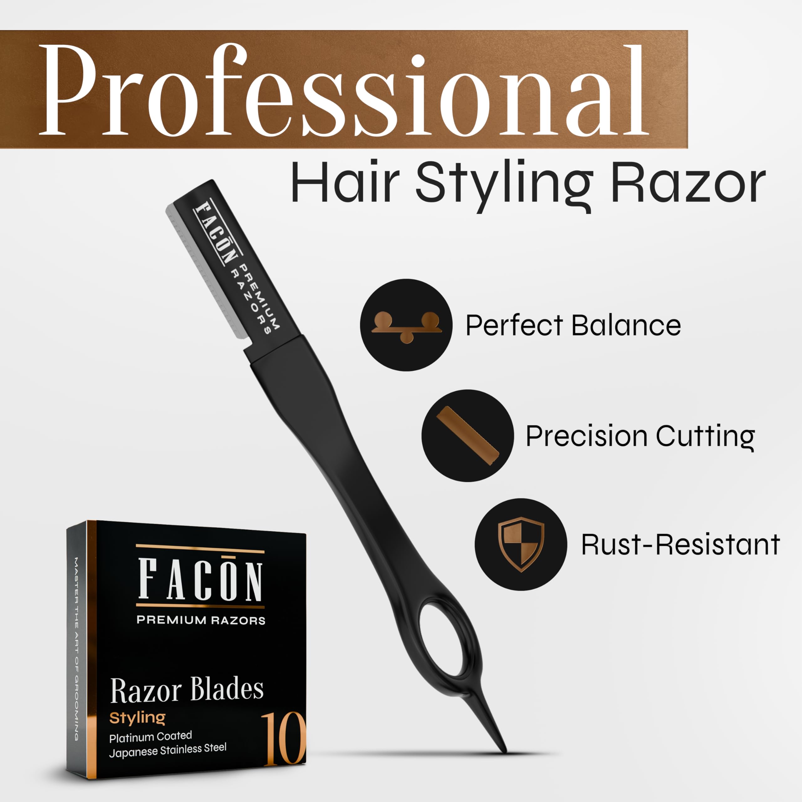 FACON beard razor 11 blades pack indicating long-lasting replacement blades for smooth grooming
