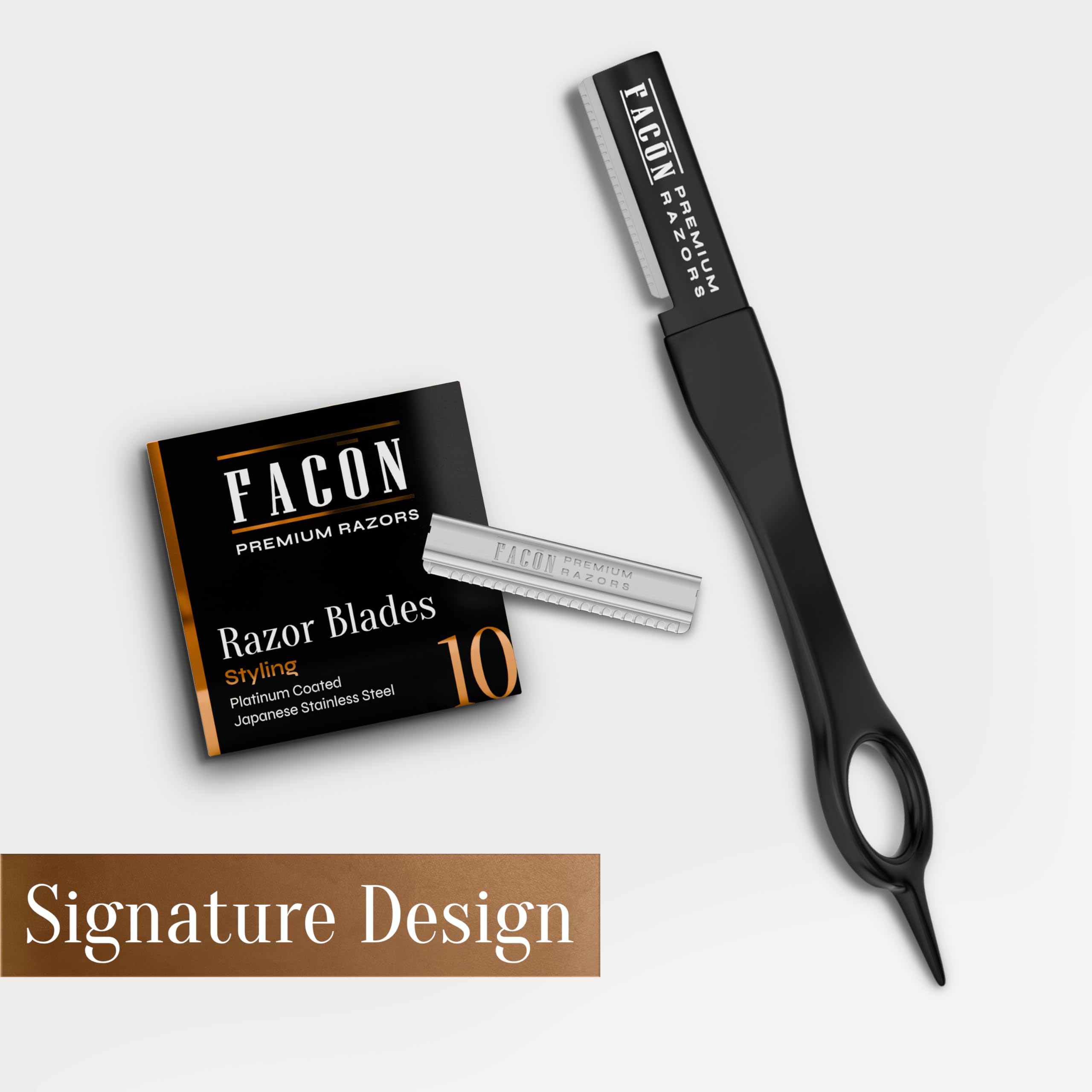 FACON close-up shave showcasing stainless steel blade quality and durability