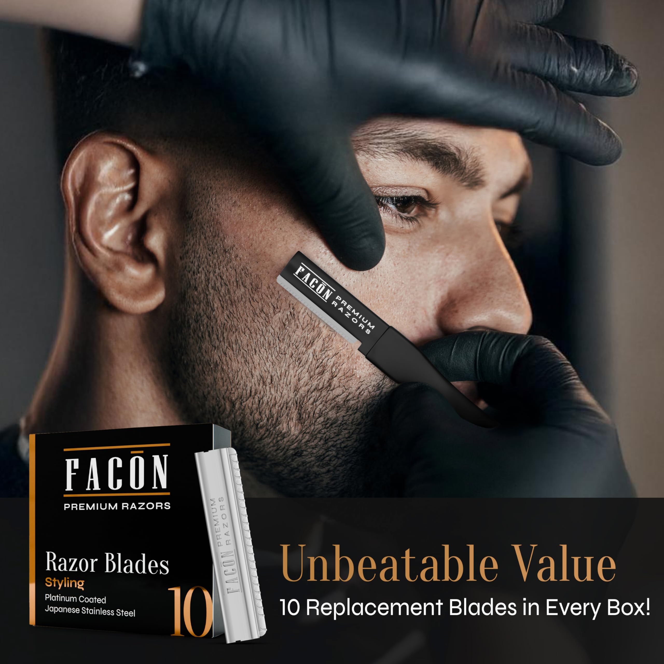 FACON razor edge and lineup detail highlighting precise hairline work