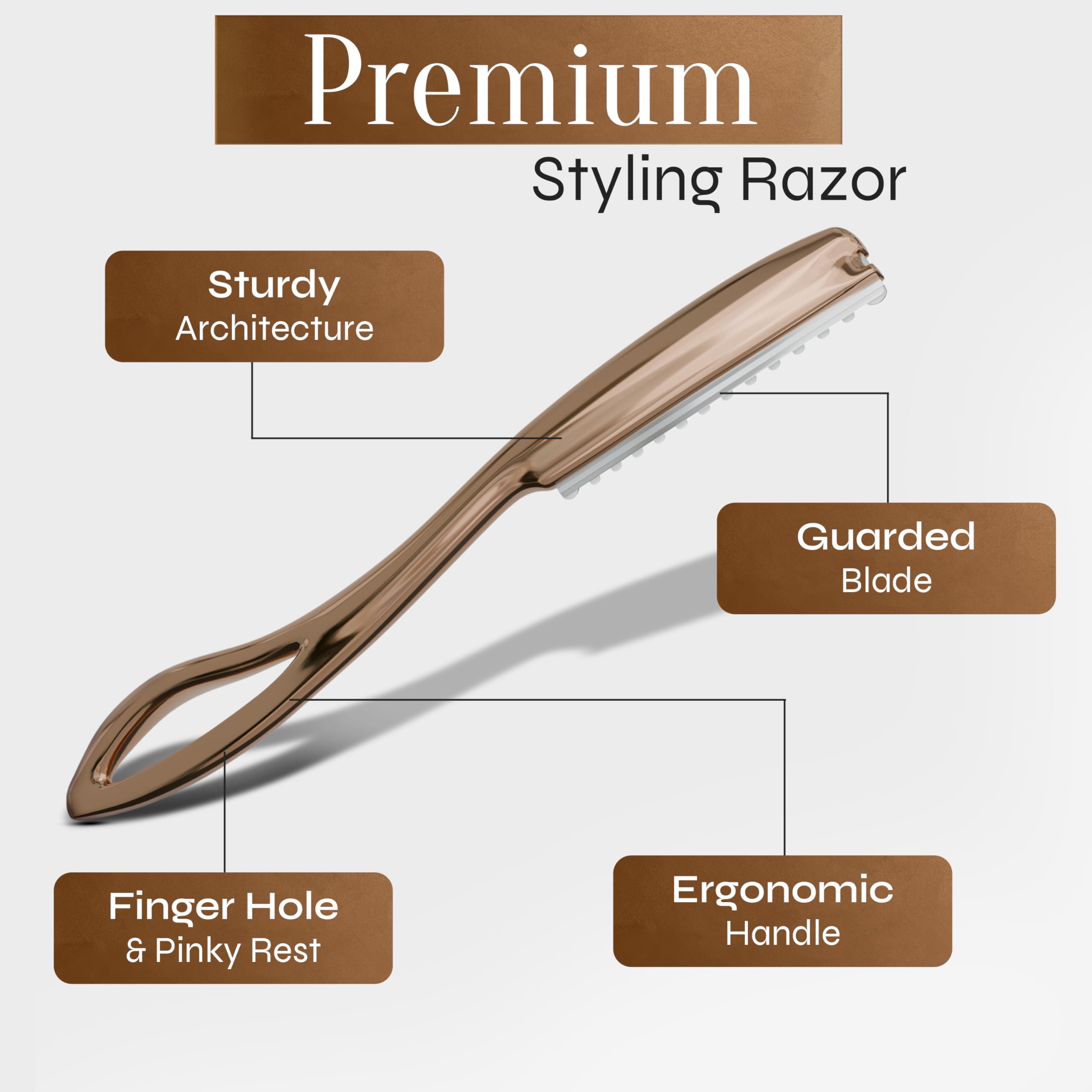 FACON Faether razor with 11 replacement blades ready for grooming.