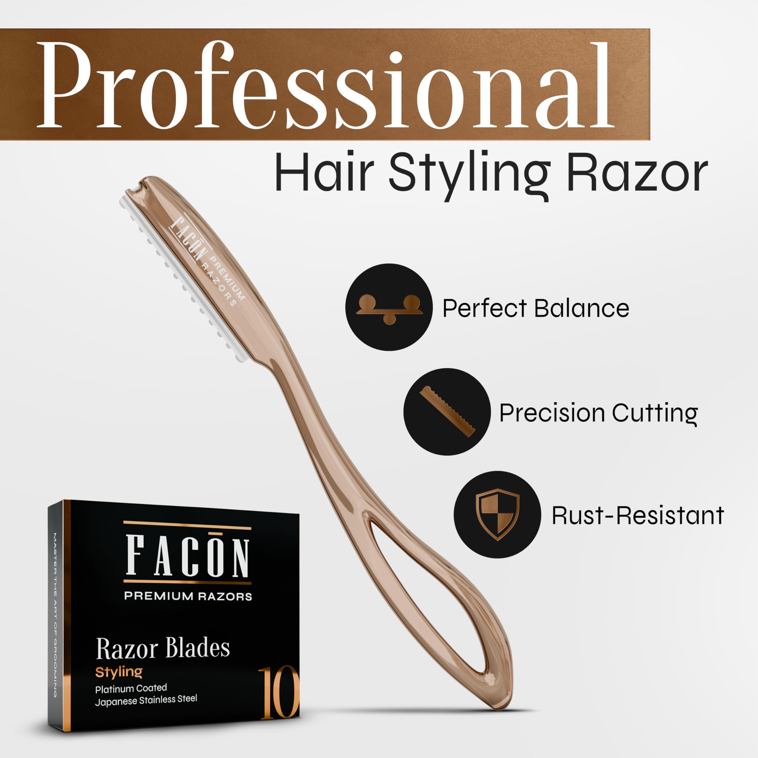 FACON Faether razor in use for versatile styling and shaping.
