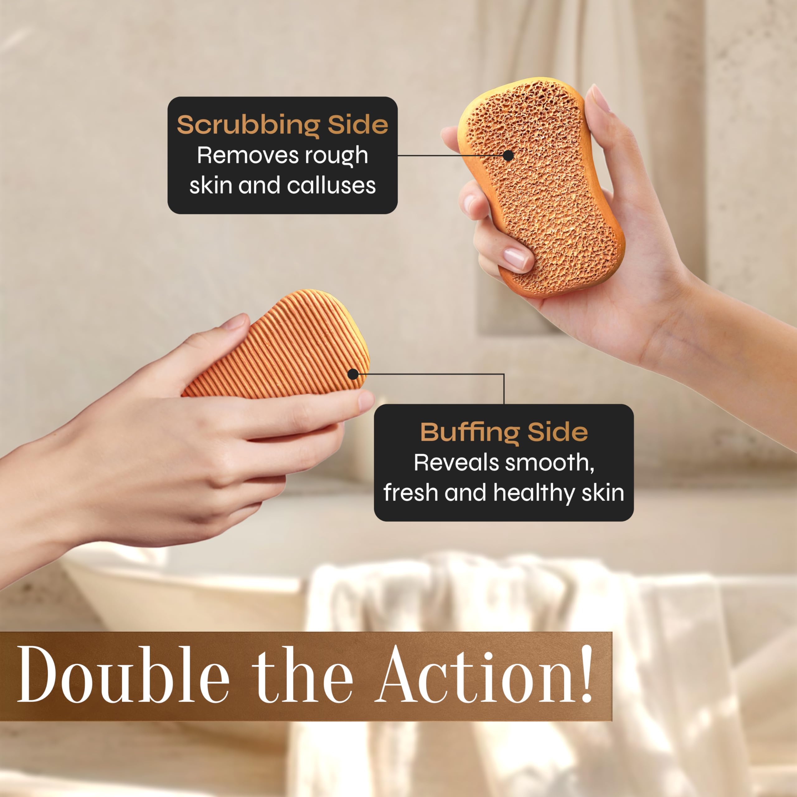 FACON pumice stone in shower handy for post soak smoothing of dry skin.