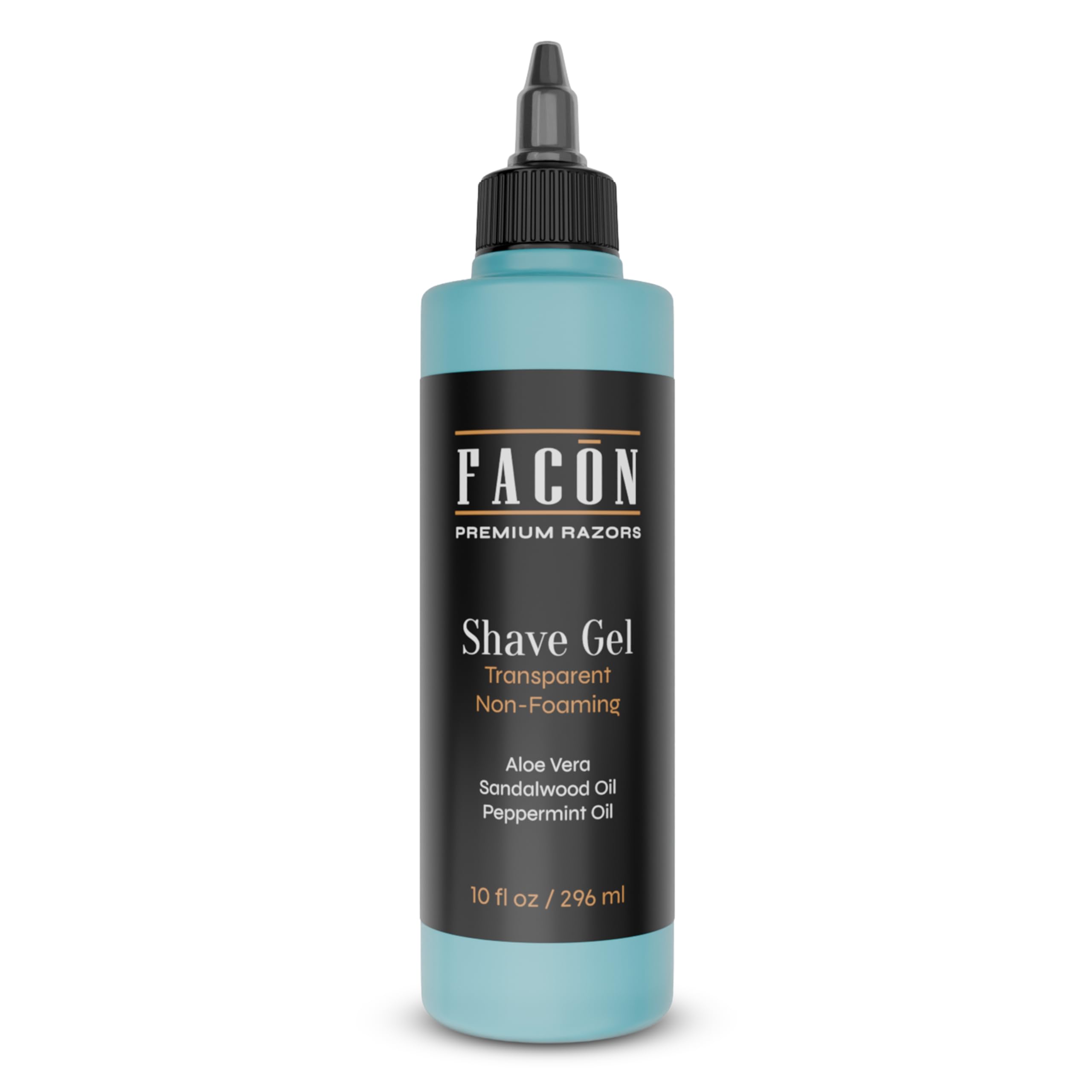 FACON transparent shaving gel aloe vera bottle for precise shave and soothing hydration