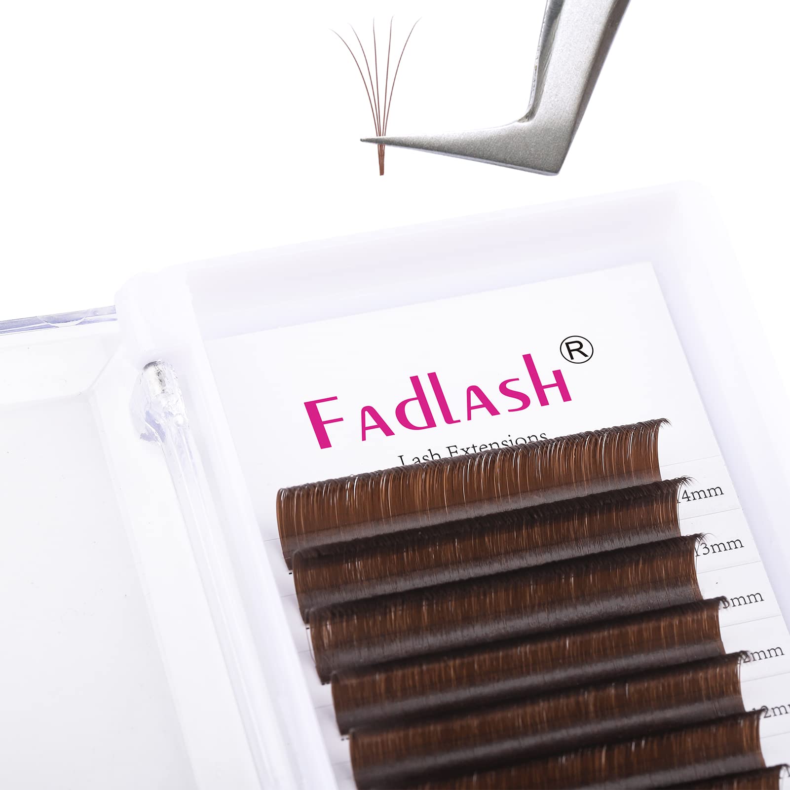 FADLASH brown lash extensions with Easy Fan design for fast, uniform fans.