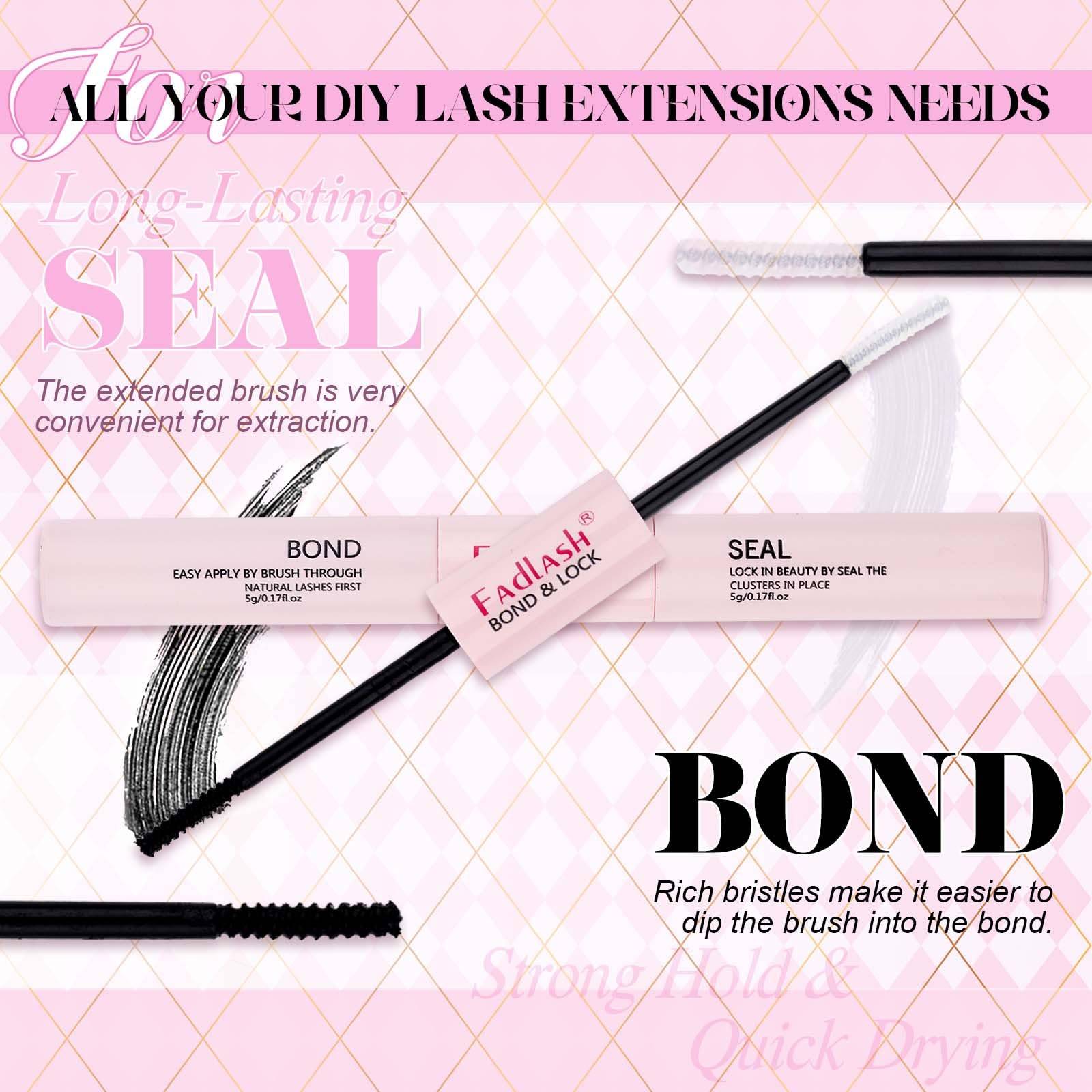 FADLASH cluster lashes tray showing ready-to-use lash clusters.