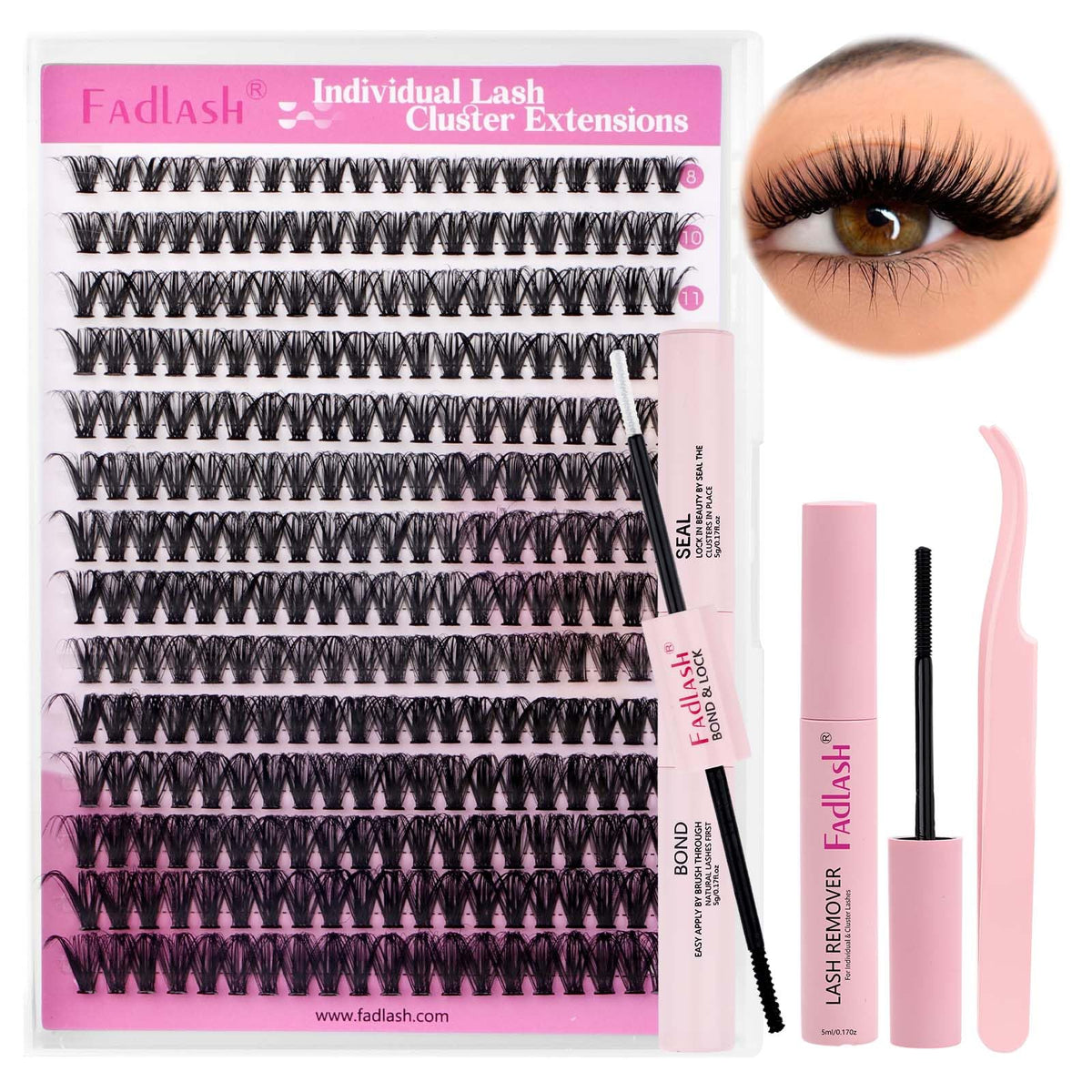 FADLASH DIY lash extension kit tray of individual lashes for natural day look