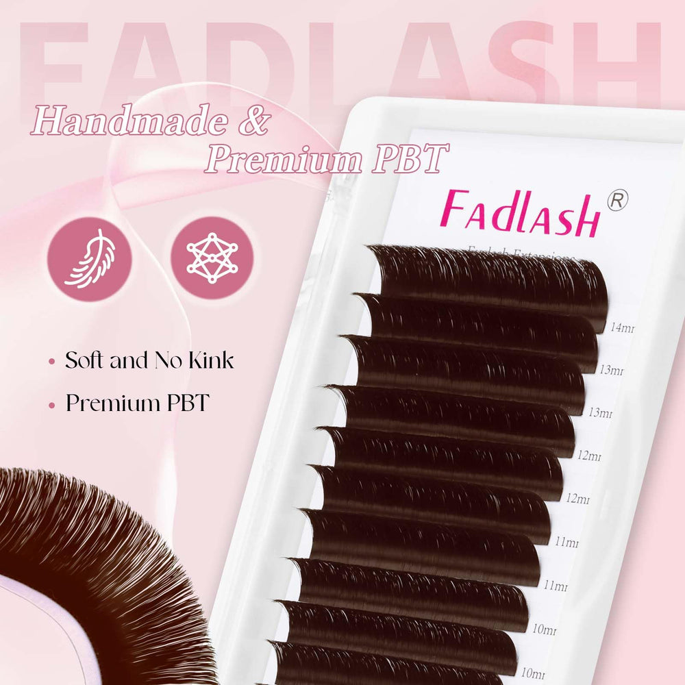 FADLASH self-fanning eyelash extensions showing a subtle 0.07c curl.