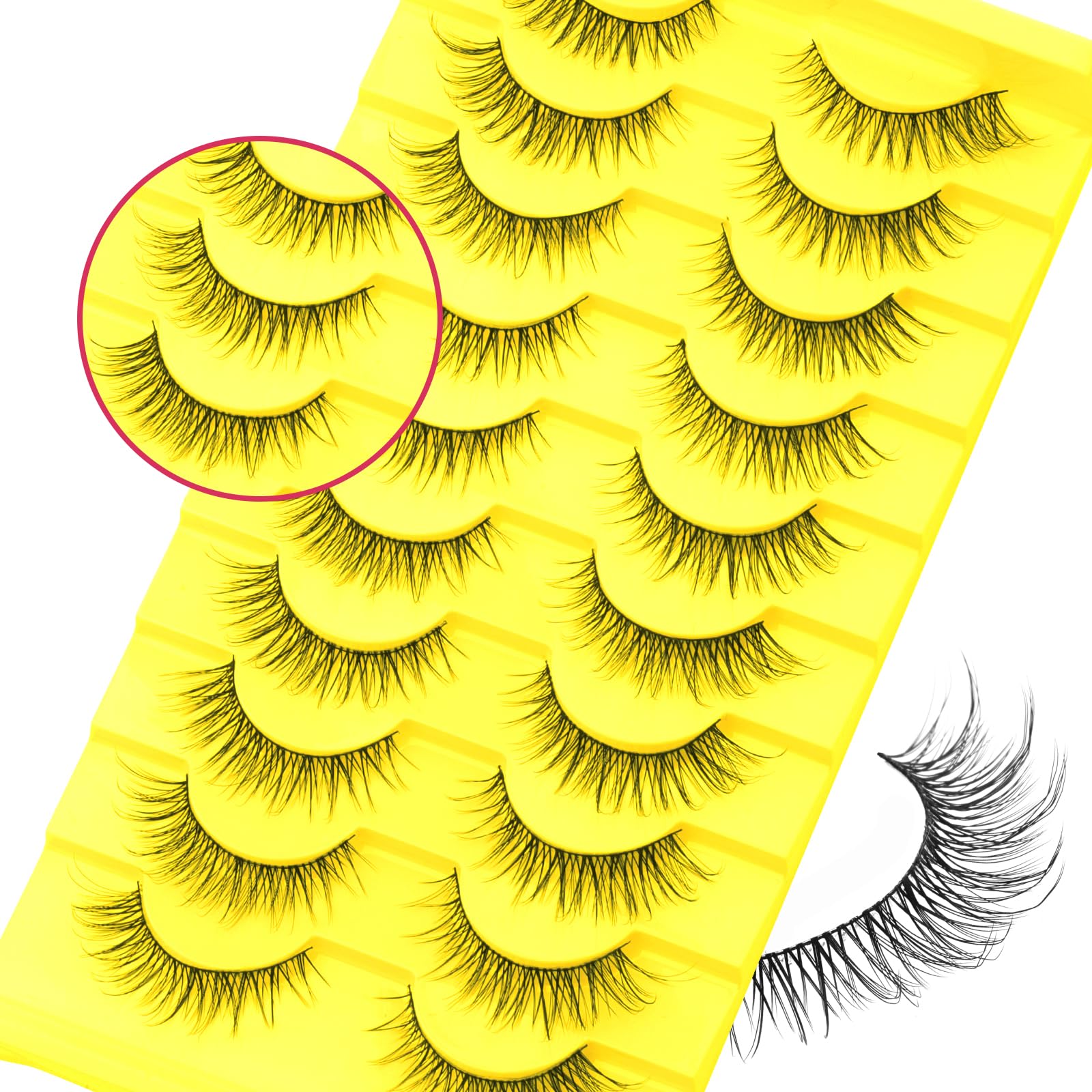 FADLASH Cat-eye lashes for a full, curled look that enhances eye shape.