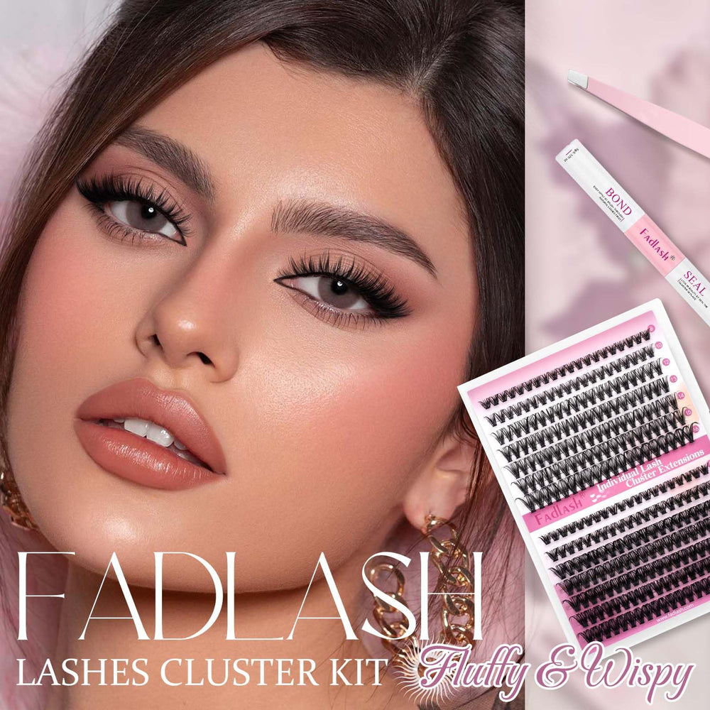 FADLASH knot-free matte-dark clusters for a natural or dramatic look.