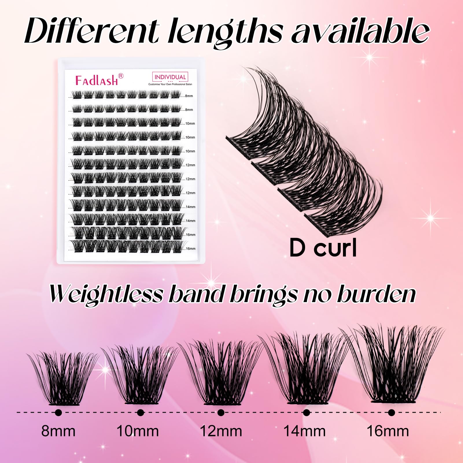 Application shot shows DIY home lash styling with tweezers and glue.