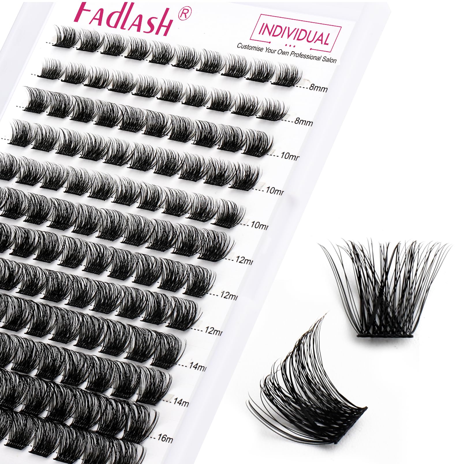 FADLASH lash clusters DCurl 0.07 packaging shot showcases lightweight, reusable fibers for at-home DIY.