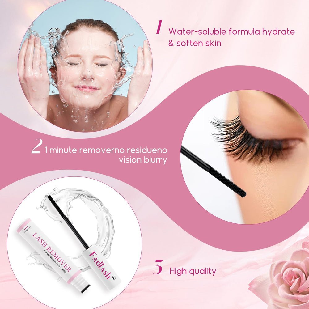 FADLASH use-instruction closeup demonstrates a 3-step removal process