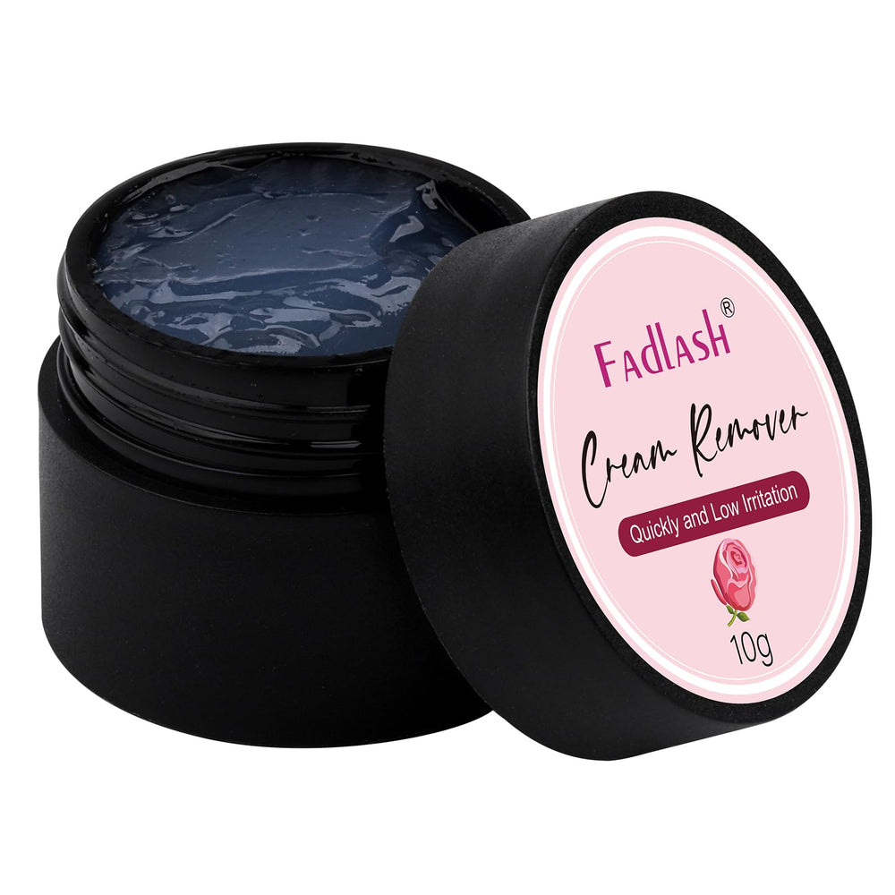 FADLASH Lash Remover cream application demonstrates quick lash glue dissolution.