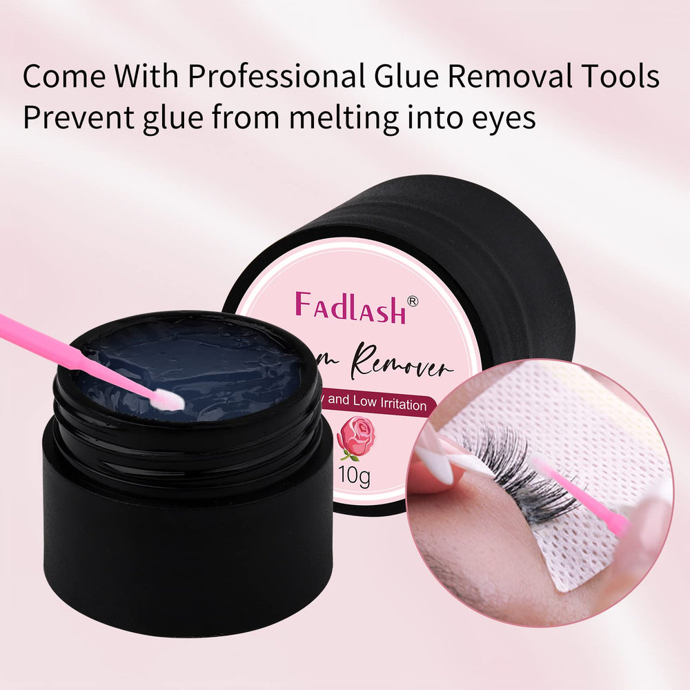 FADLASH Lash Remover wipe-off action reveals residue-free cleansing.