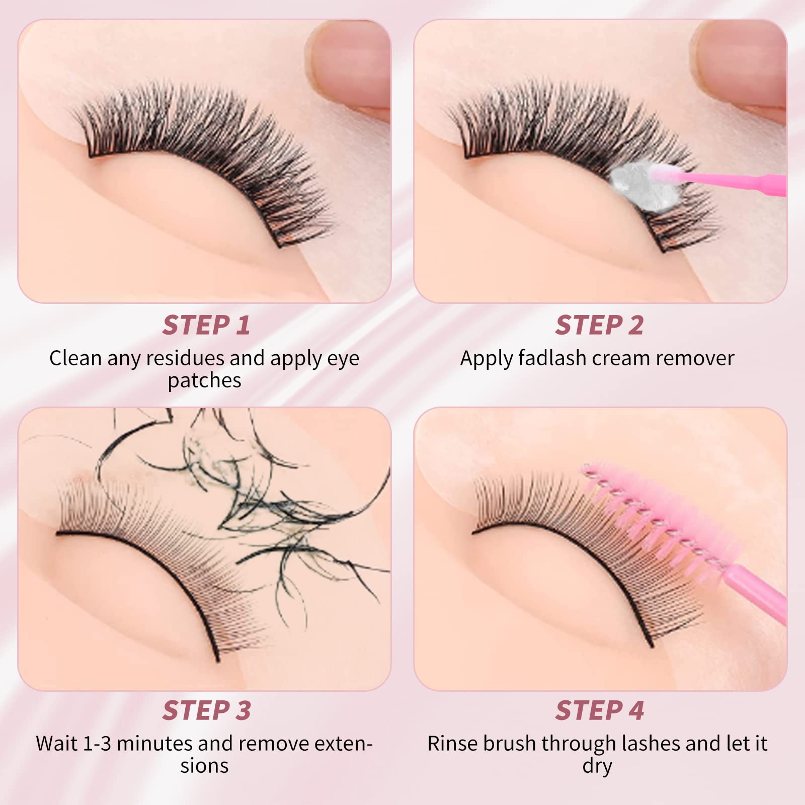 FADLASH Lash Remover wait time indicator showing 1–2 minutes.