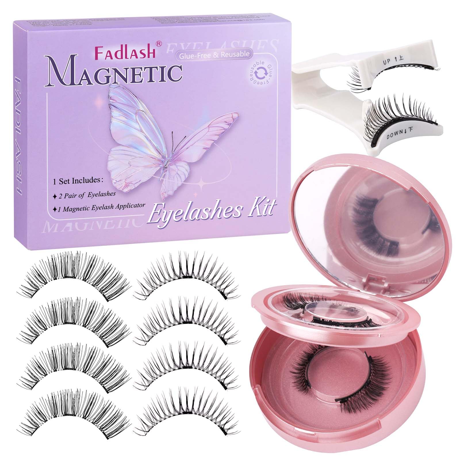 FADLASH magnetic eyelashes kit front view for easy daily wear
