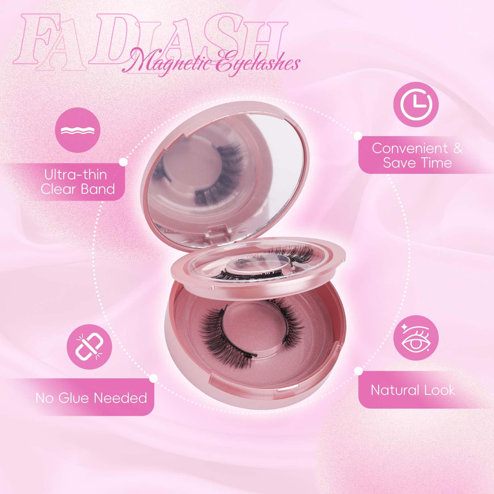 FADLASH natural-look wispy lashes close-up with secure magnetic hold