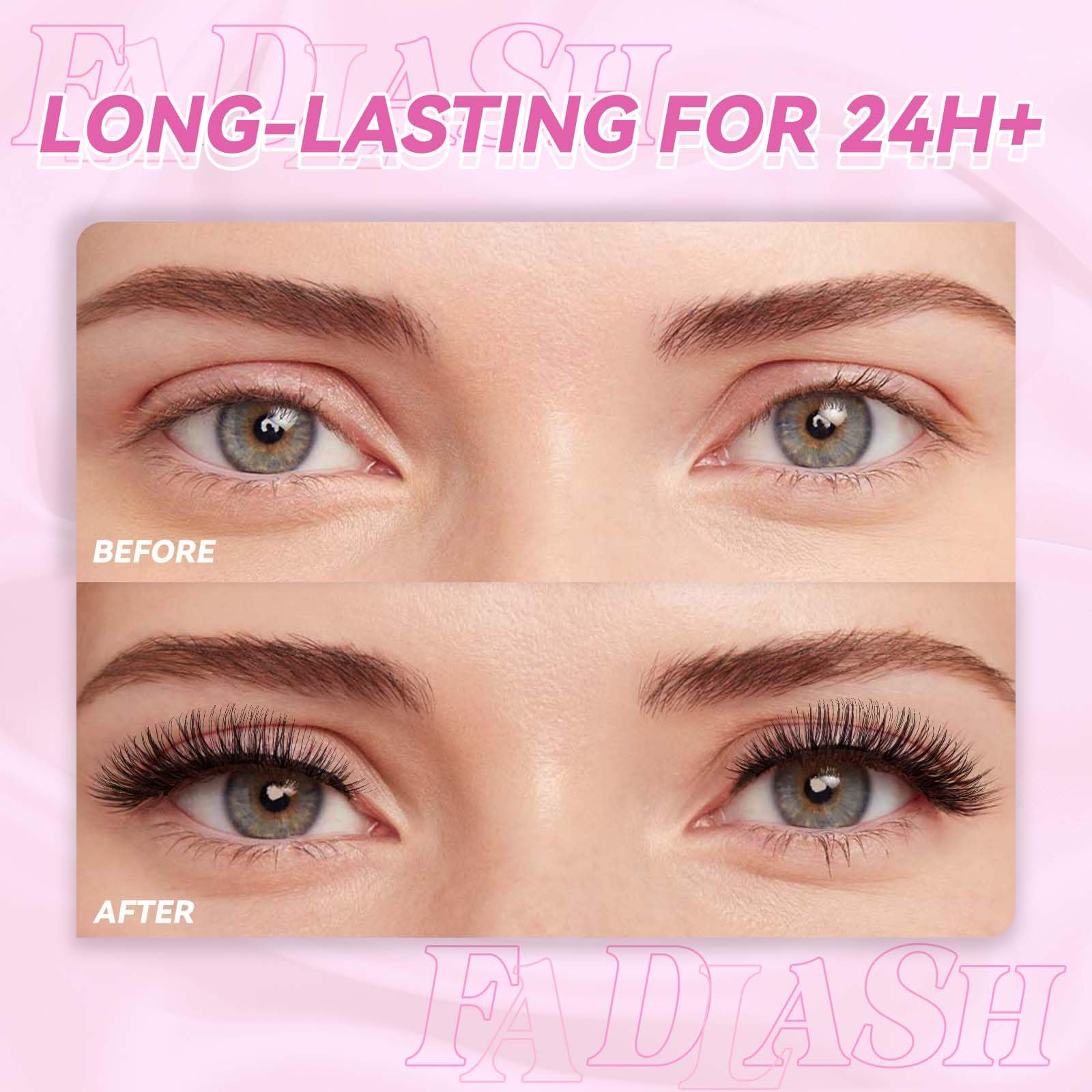 FADLASH waterproof sweatproof finish close-up for all-day wear
