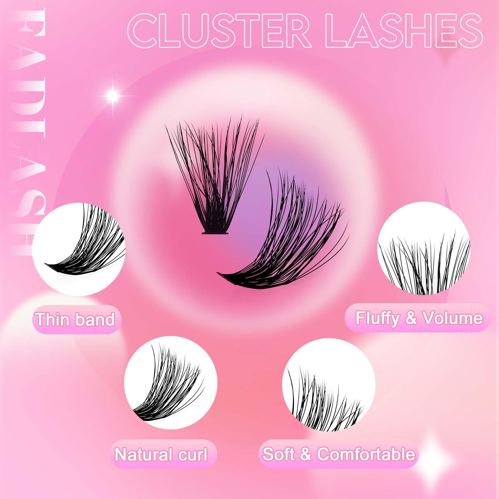 FADLASH Mixed lengths – reusable, lightweight clusters for comfortable all-day wear.