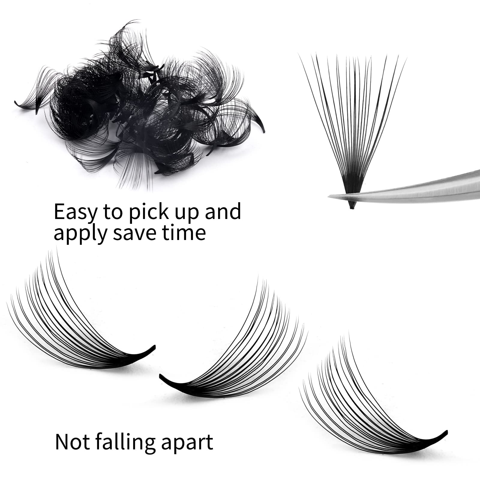 Thin-base FADLASH premade fans provide comfortable wear.