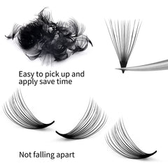 Thin-base FADLASH premade fans provide comfortable wear.