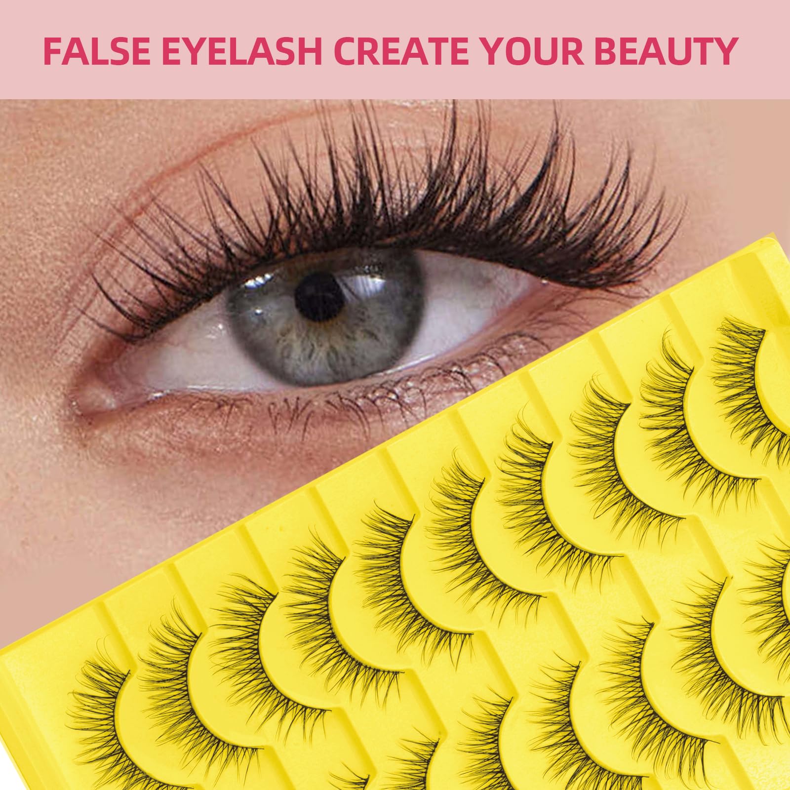 FADLASH Wispy Lashes lightweight synthetic fibers blend with natural lashes.