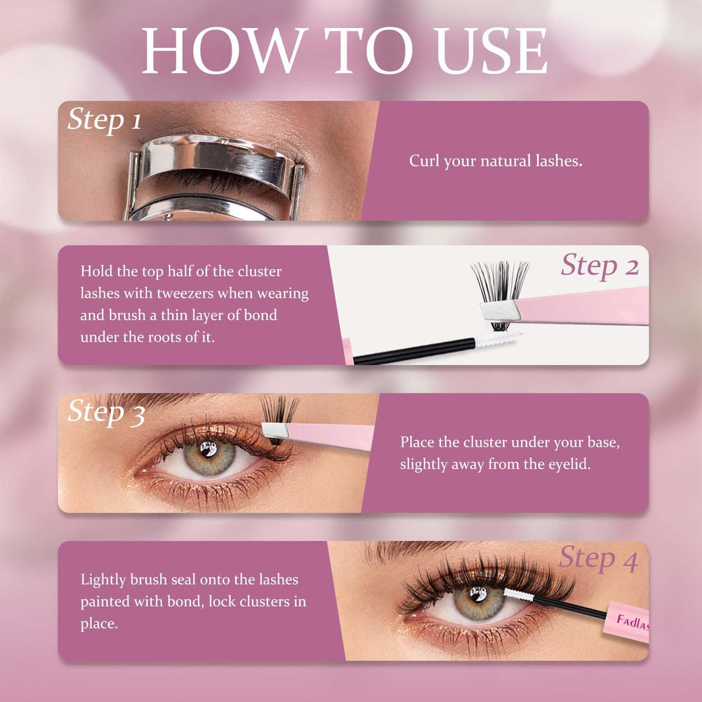 FADLASH thin-soft-band clusters deliver gentle wear and easy removal.