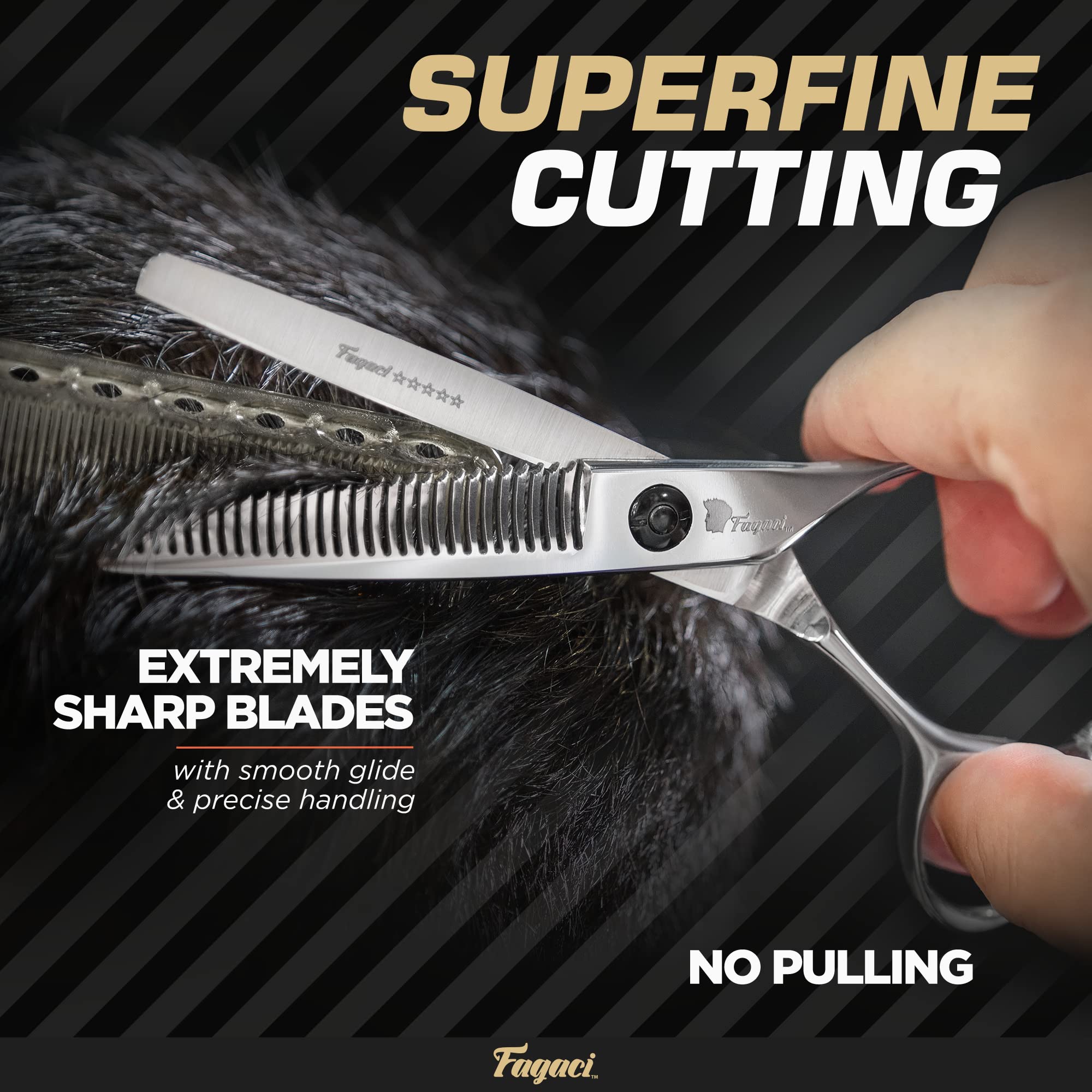 Fagaci thinning shears 6 inch sheath in use for protection and quick access