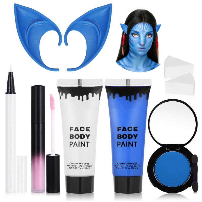 Faglowmify blue-face paint delivers vibrant Na’vi cosplay color for photos and events.