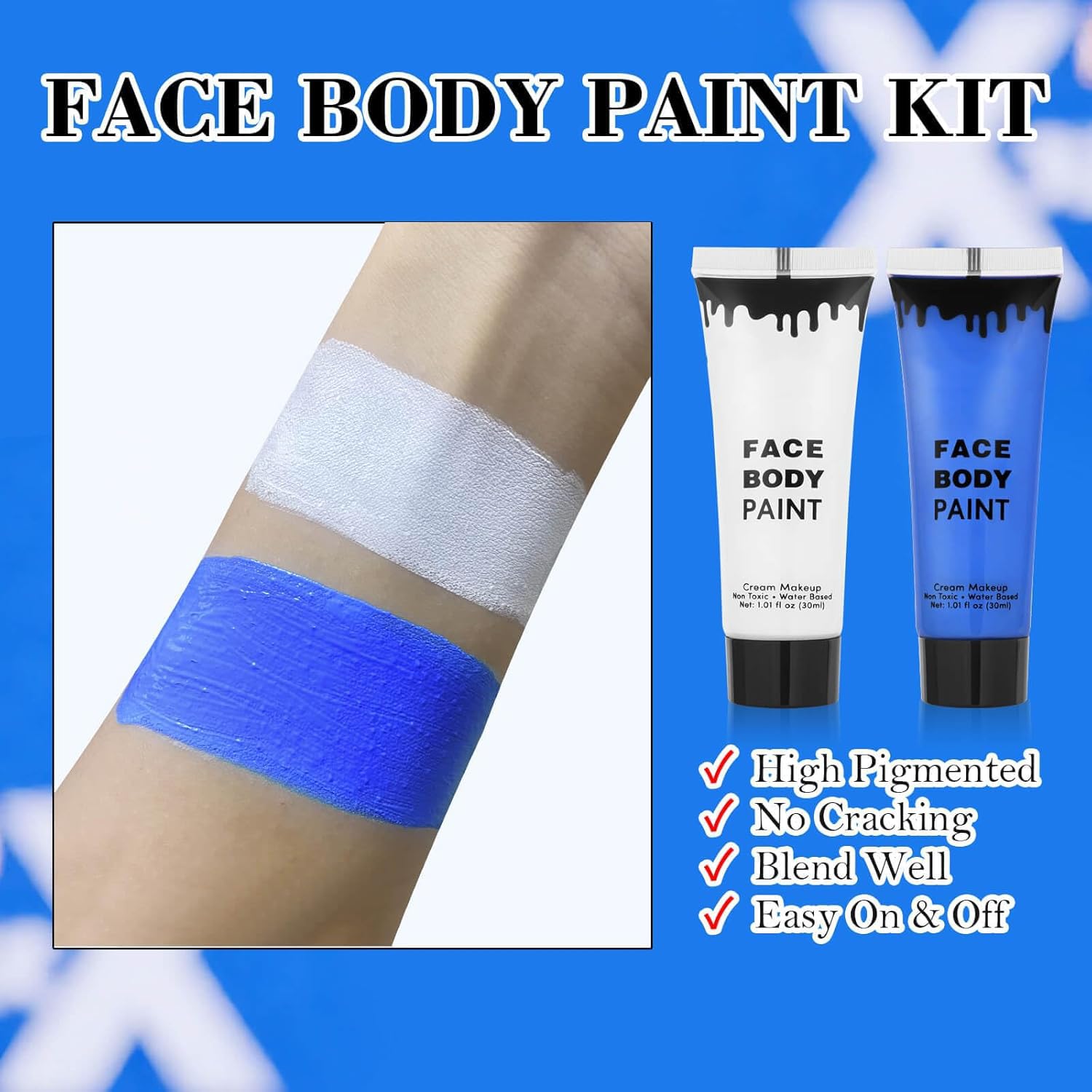 Faglowmify white UV eyeliner glows under blacklight for standout details.