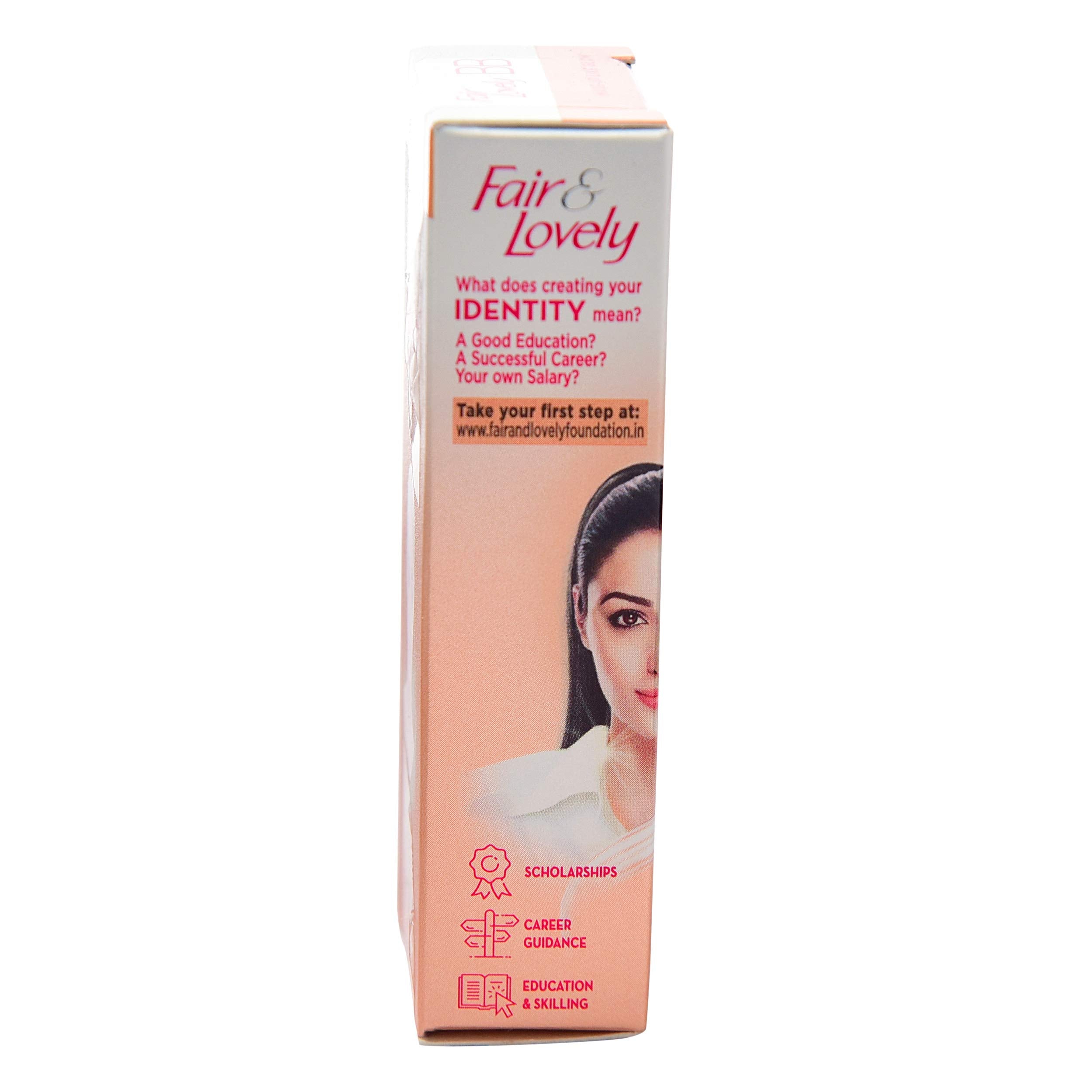 Fair & Lovely BB Cream bottle with shade card for all Indian skin tones.