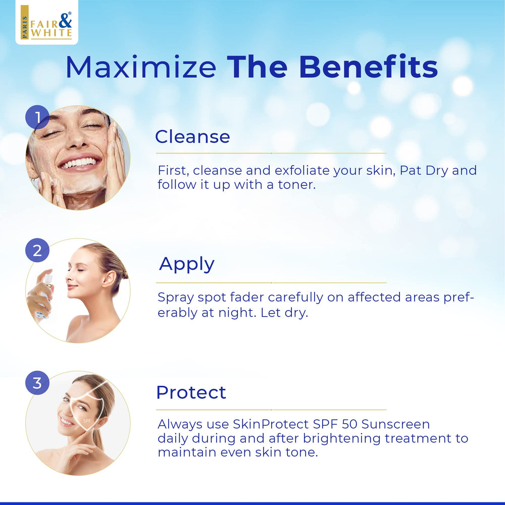 Fair and White Original dispensing spray on dry skin during night routine.