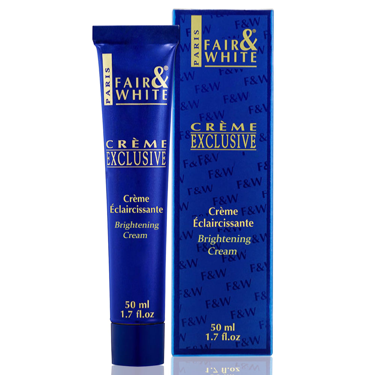 FAIR & WHITE Exclusive Cream 50ml packaging close-up, premium jar for radiant skin