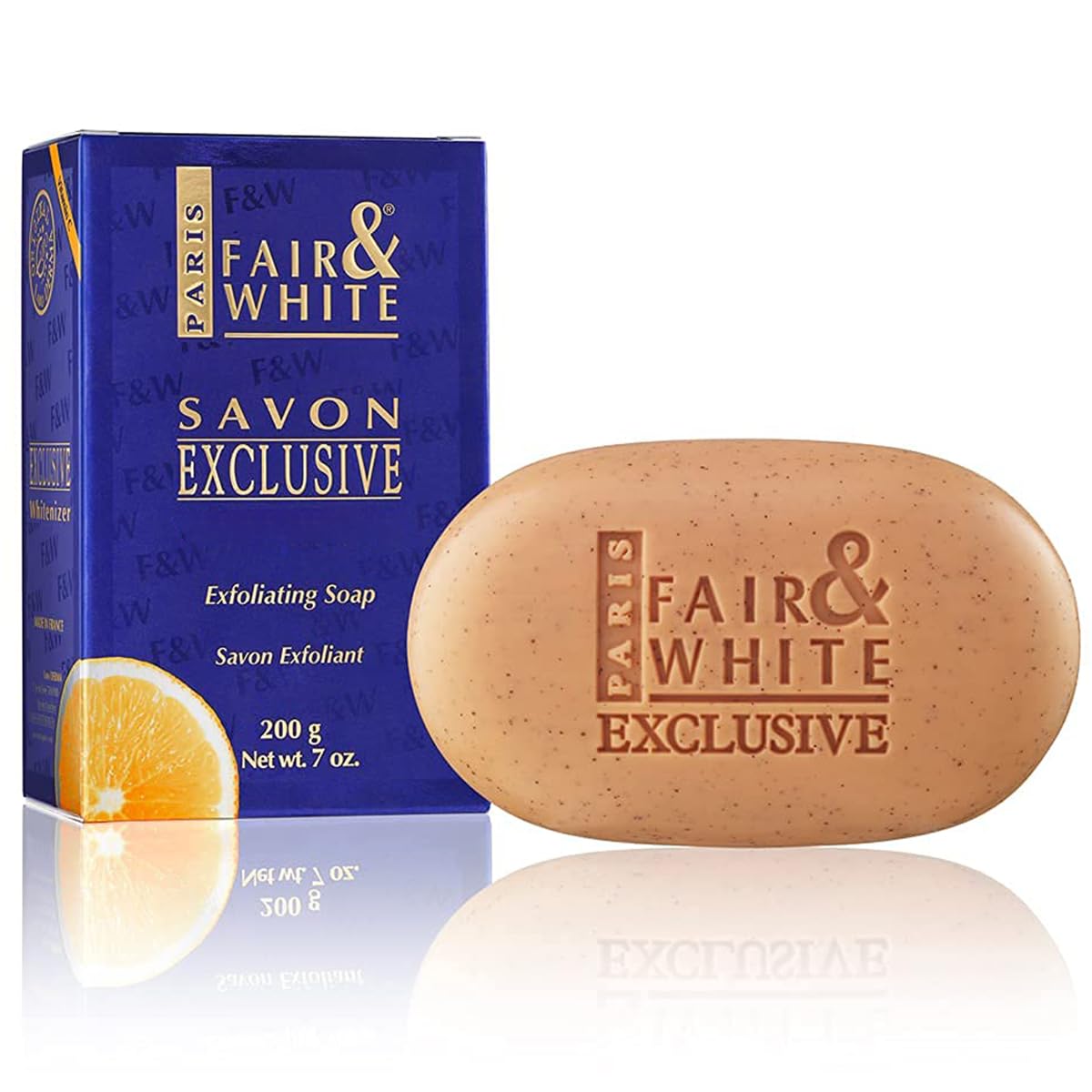 FAIR & WHITE Exclusive Exfoliating Soap front view for radiant skin prep