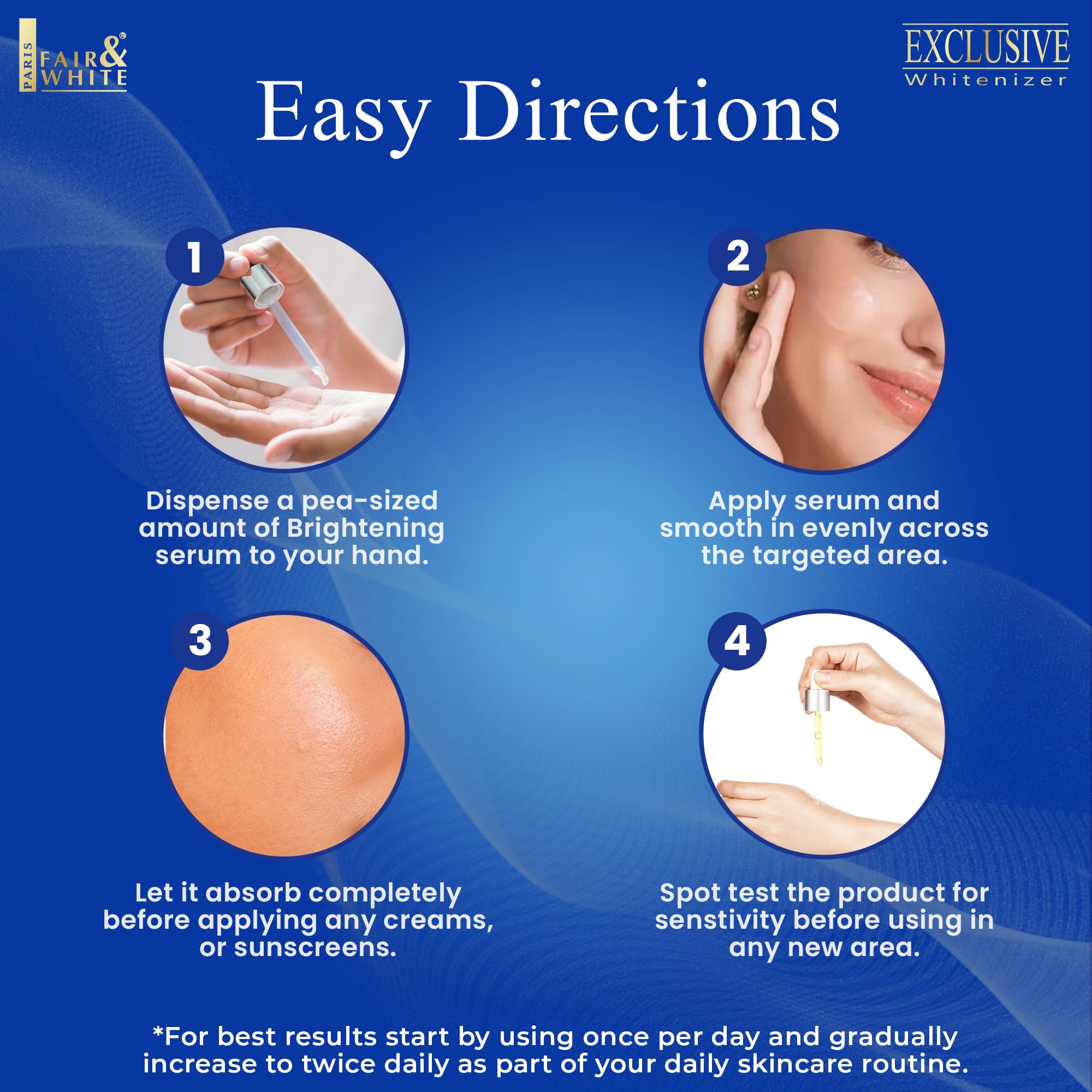 Ingredient imagery showing brightening actives in FAIR & WHITE serum.
