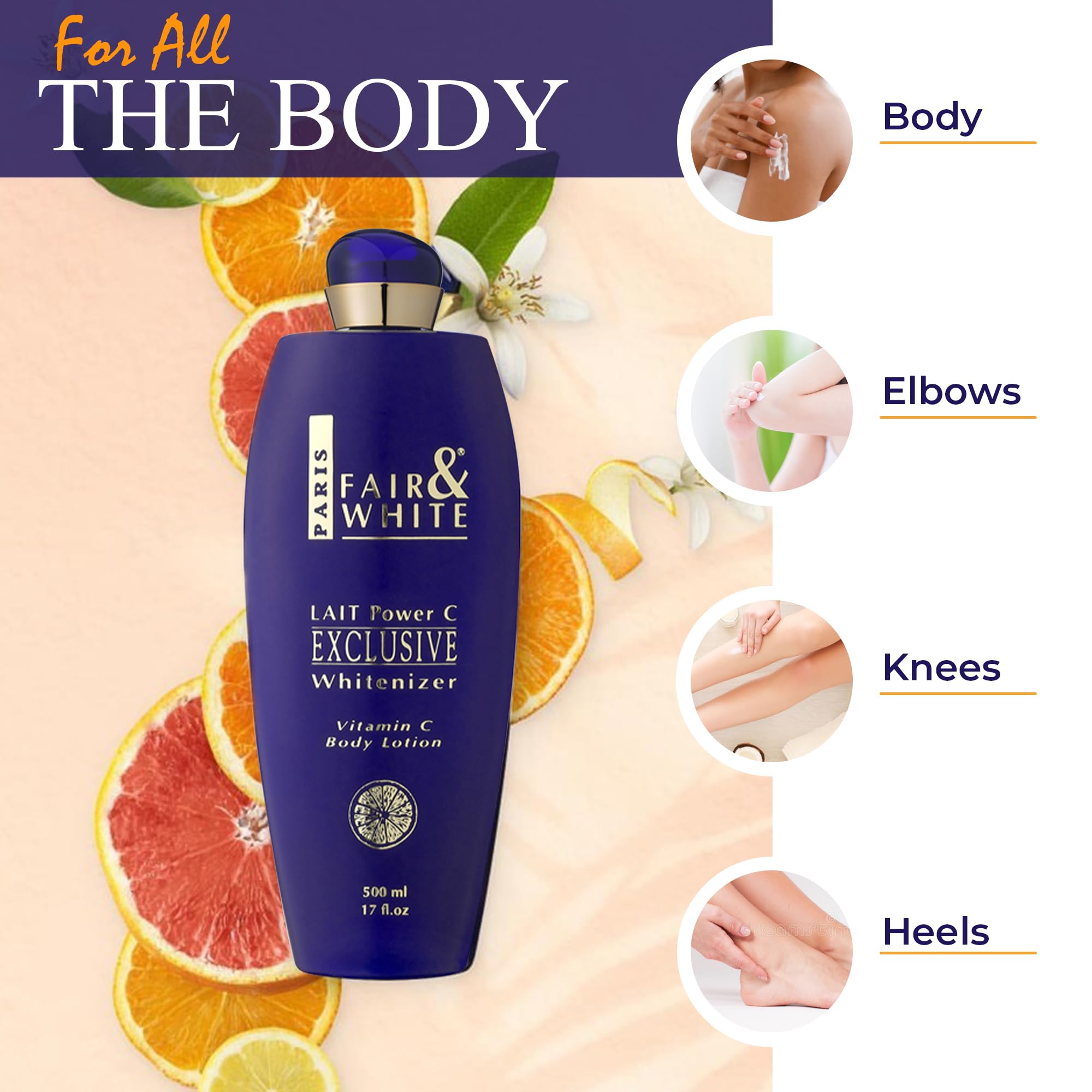 FAIR & WHITE Vitamin C lotion cream texture swatch for rich, silky skin feel