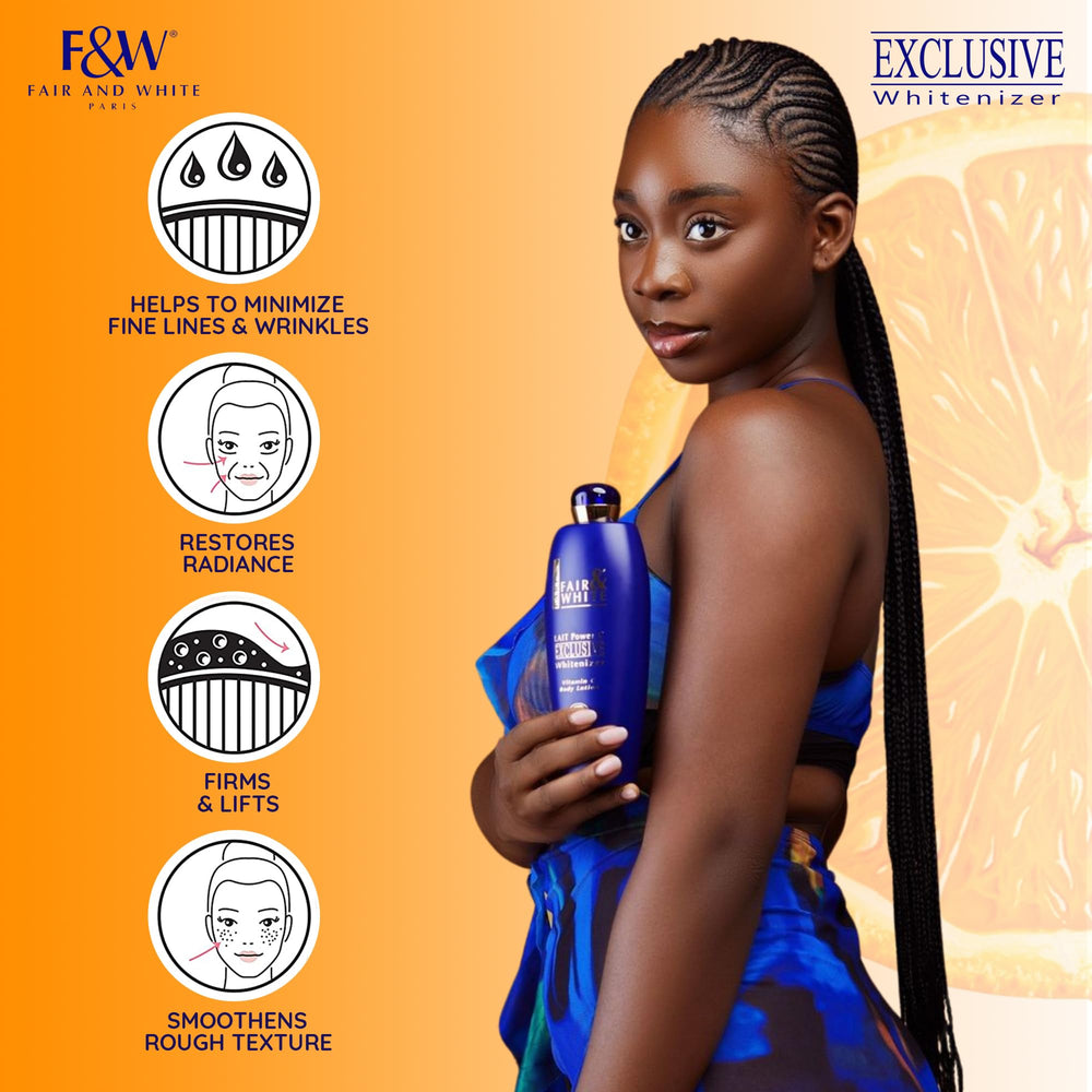 FAIR & WHITE Vitamin C lotion ingredients close-up highlighting Vitamin C benefits
