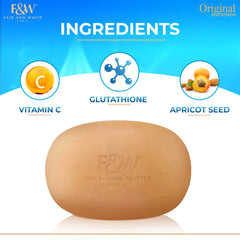 Fair & White Glutathione Exfoliating Soap ingredients with glutathione and vitamin C for clean skin.
