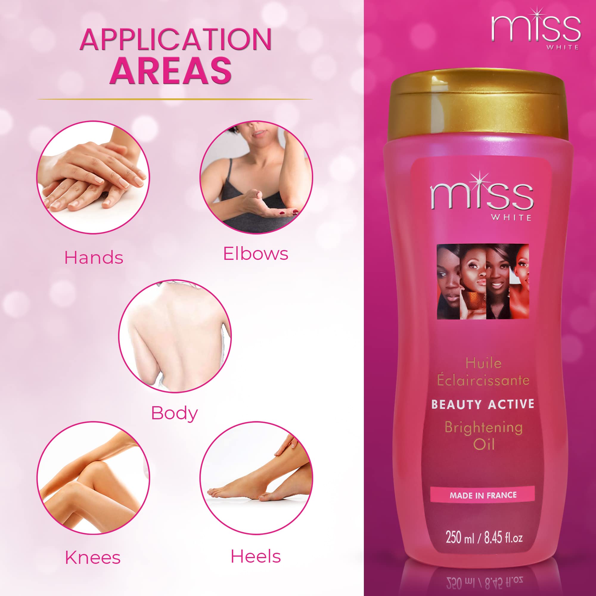 Miss White Brightening Oil texture close-up showing non-greasy absorption.